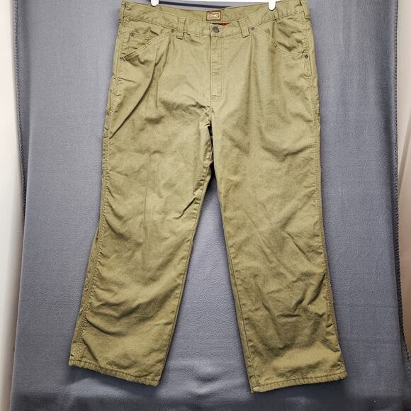 Schmidt Workwear Pants Mens 42x30 Green Flannel Lined Canvas Carpenter Tag 44x30 - Picture 1 of 13